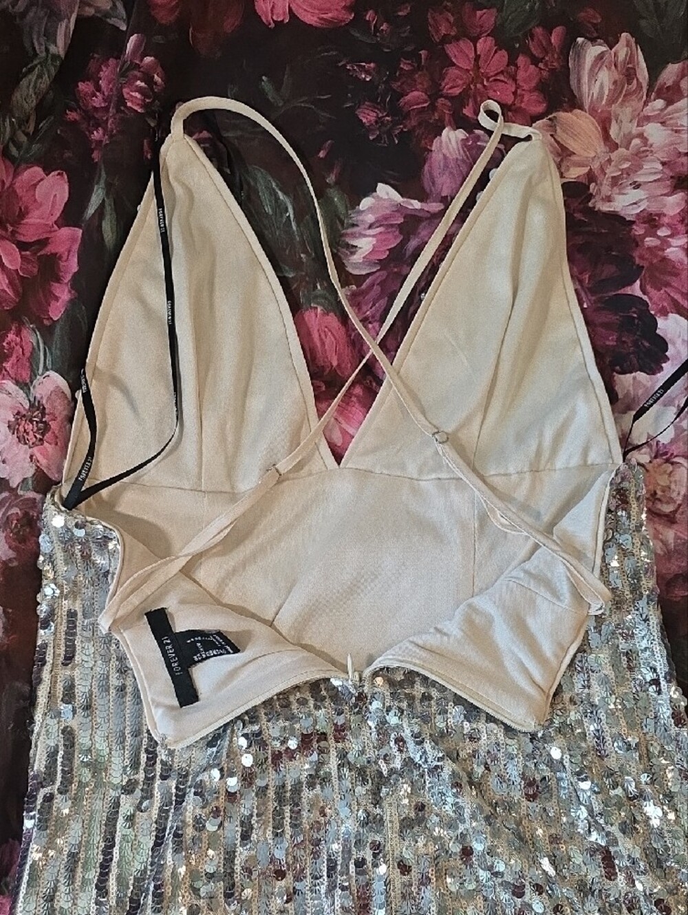 Forever 21 Silver Sequin Spaghetti Strap Mini Dress π - Picture 2 of 3